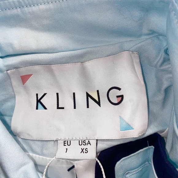 Light blue trench coat with navy blue details - Picture 4 of 4